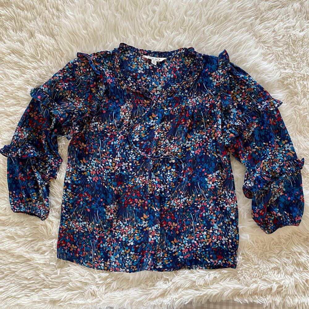 The Pioneer Woman Ruffle Blouse with 3/4 Length Sleeves, size M
